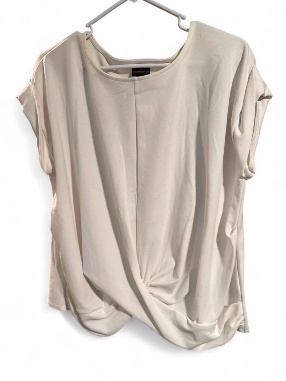 Worthington white Twist-Front Short Sleeve Top